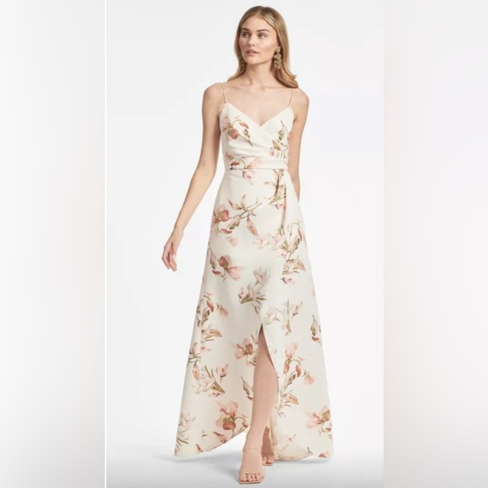 Sachin + Babi Cream Floral Maxi Dress with Pink and Green Print